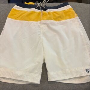 Daniel Cremieux White, Yellow & Navy Men’s Swim Board Shorts